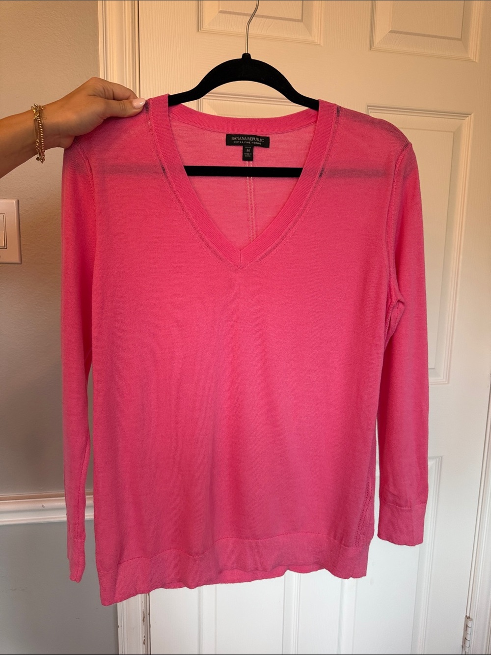 Banana Republic Hot Pink V-Neck Sweater